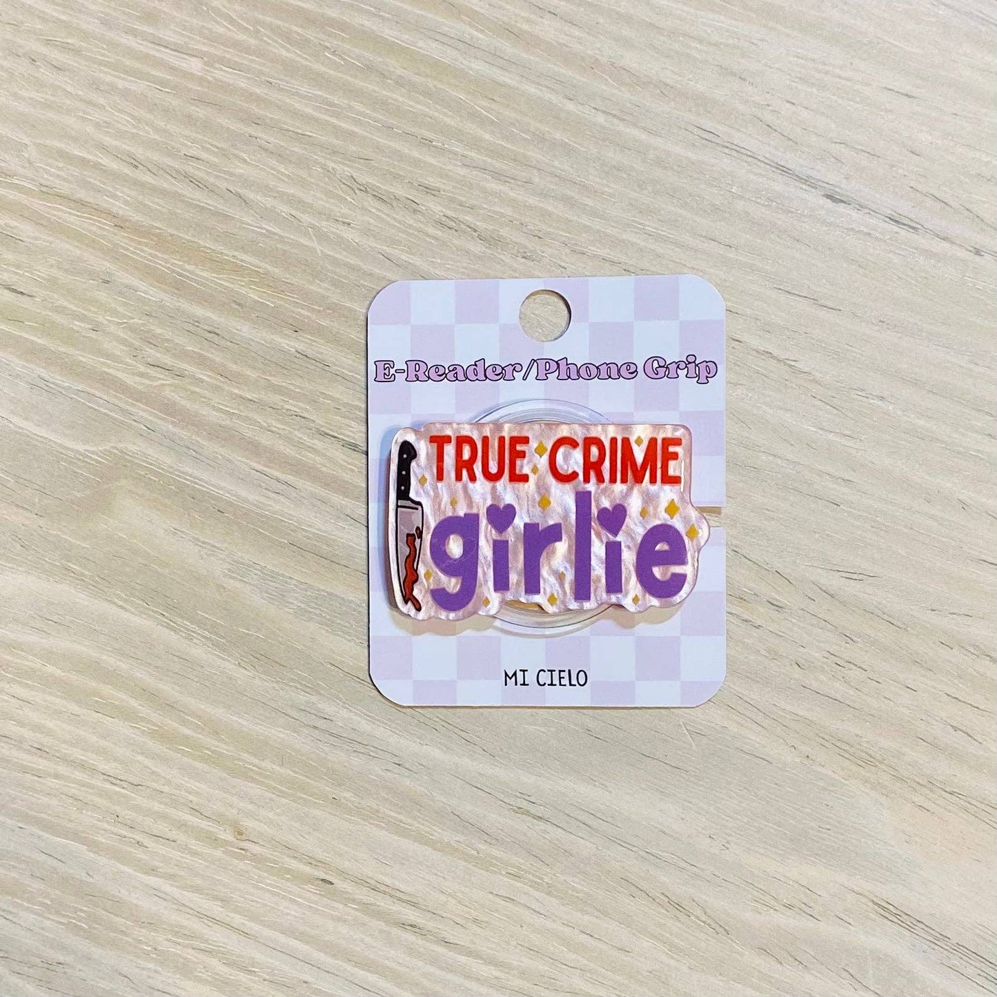 True Crime Girlie E-Reader, Phone Grip for all Devices - Magnetic or Adhesive