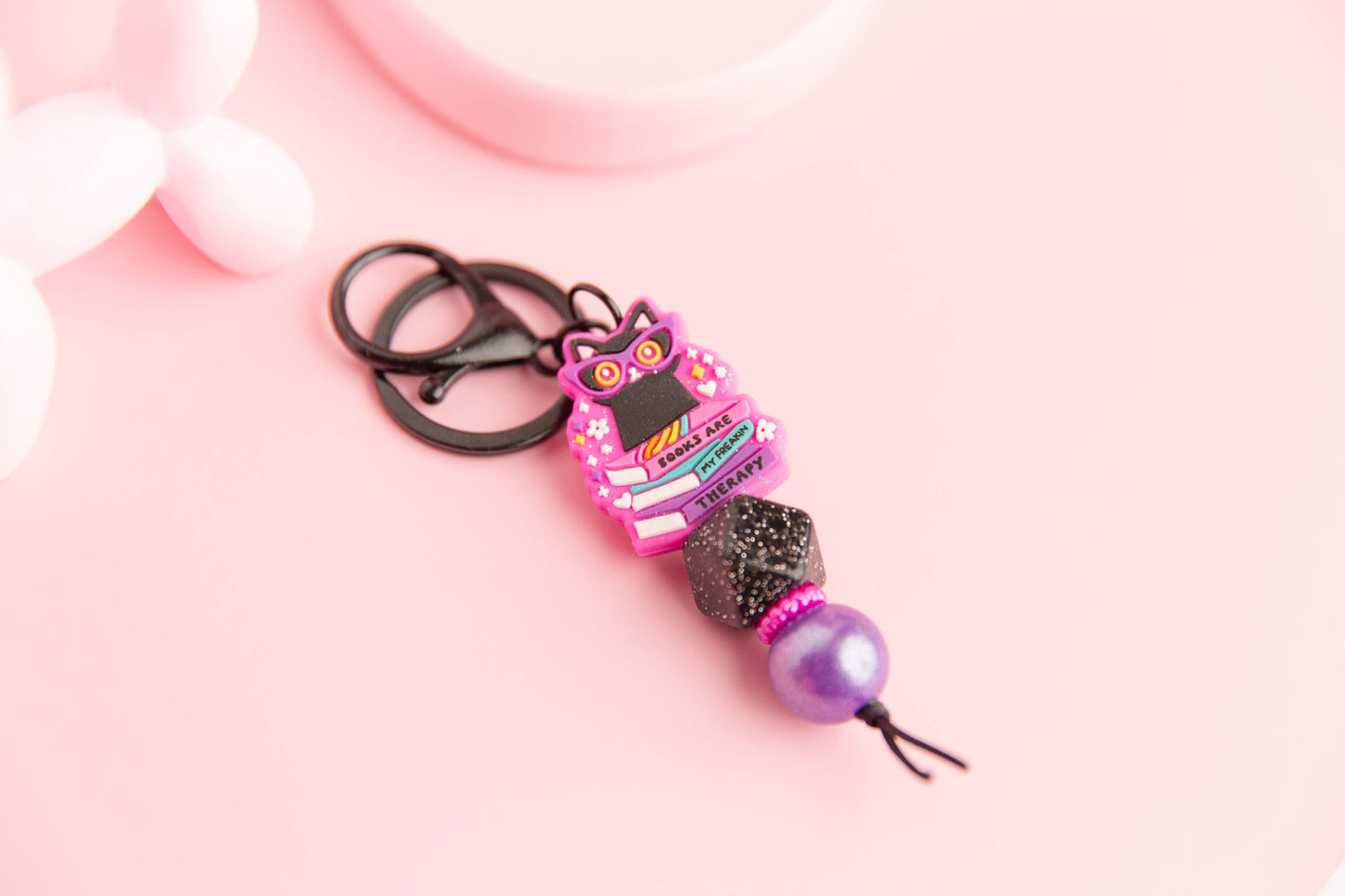 Books Are My Therapy Keychain  