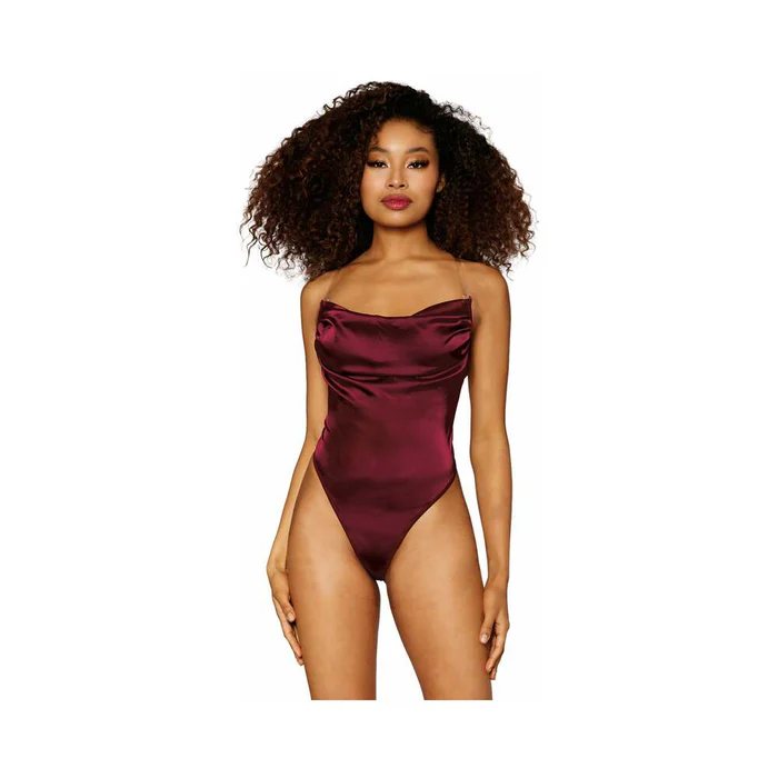 Rhinestone Strap Satin Teddy