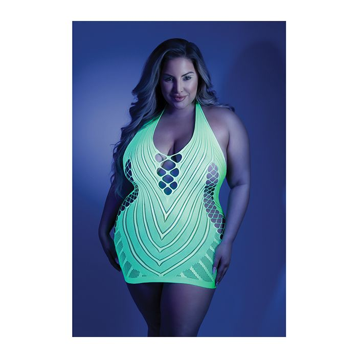 Black Light Net Halter Dress